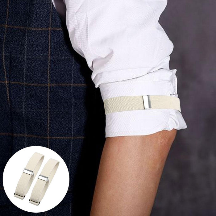 2 Pieces Fashion Mens Shirt Sleeve Holder Elasticated Armbands Women White