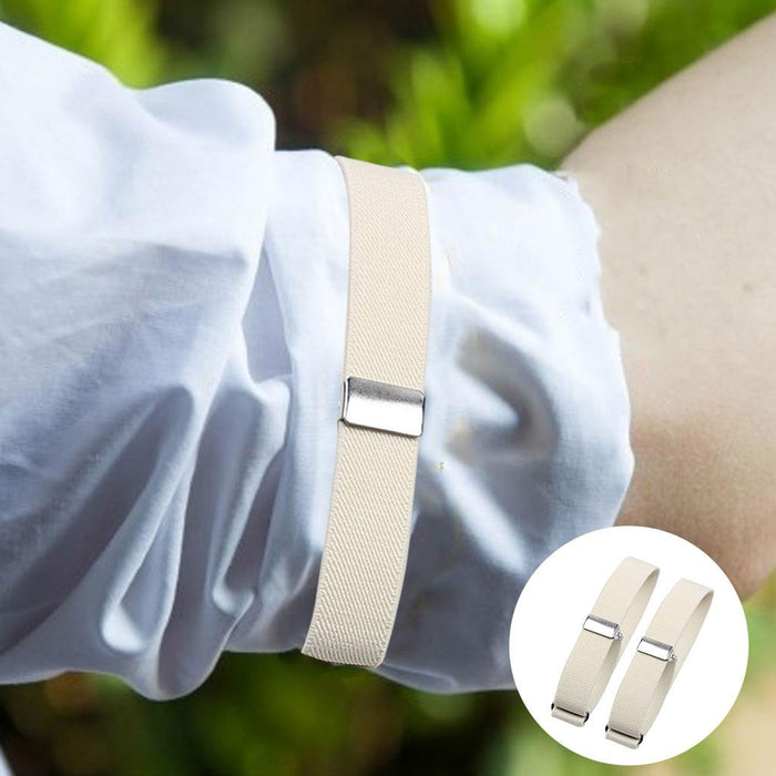 2 Pieces Fashion Mens Shirt Sleeve Holder Elasticated Armbands Women White