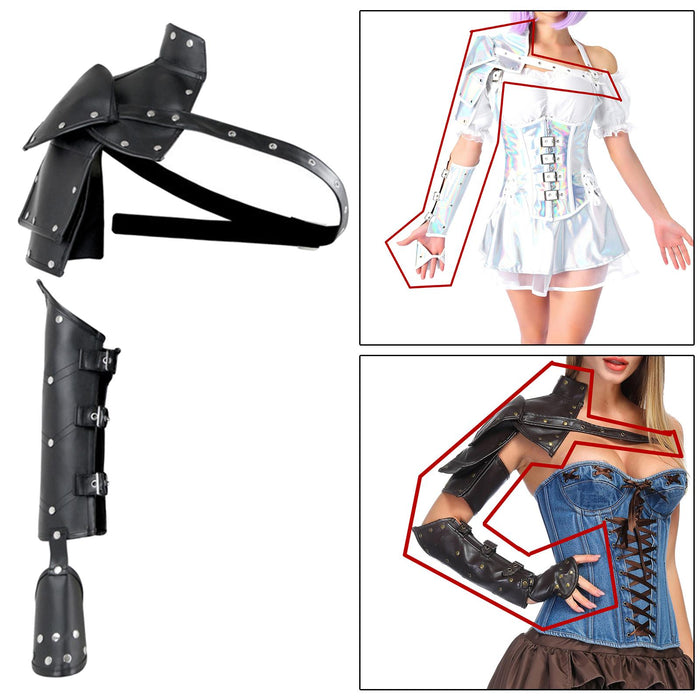 1Set Gothic Steampunk Adjustable Shoulder Armor/Arm Strap Metal Decor Black