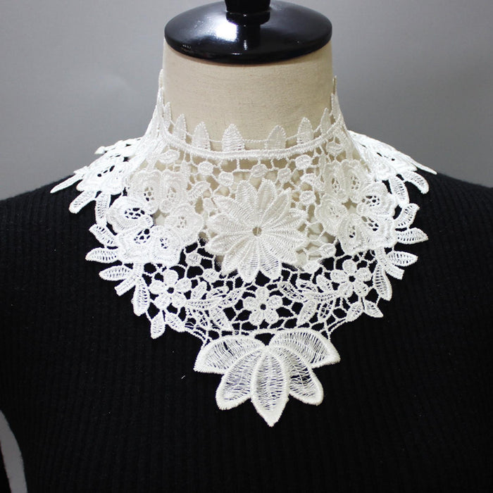 Womens Lace Fake Collar False Collar Elegant for Shirt Fancy Dress Sweater White