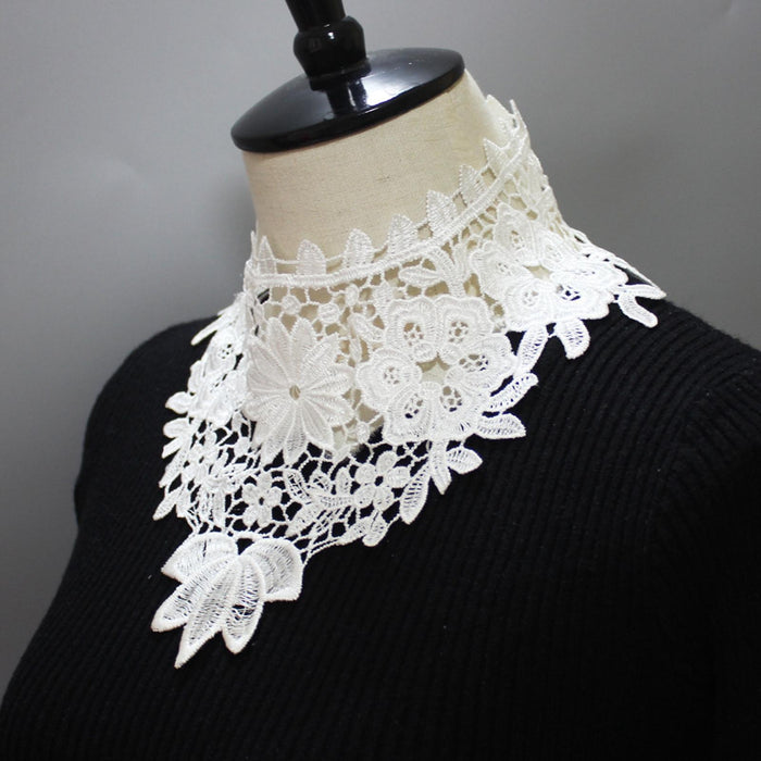 Womens Lace Fake Collar False Collar Elegant for Shirt Fancy Dress Sweater White