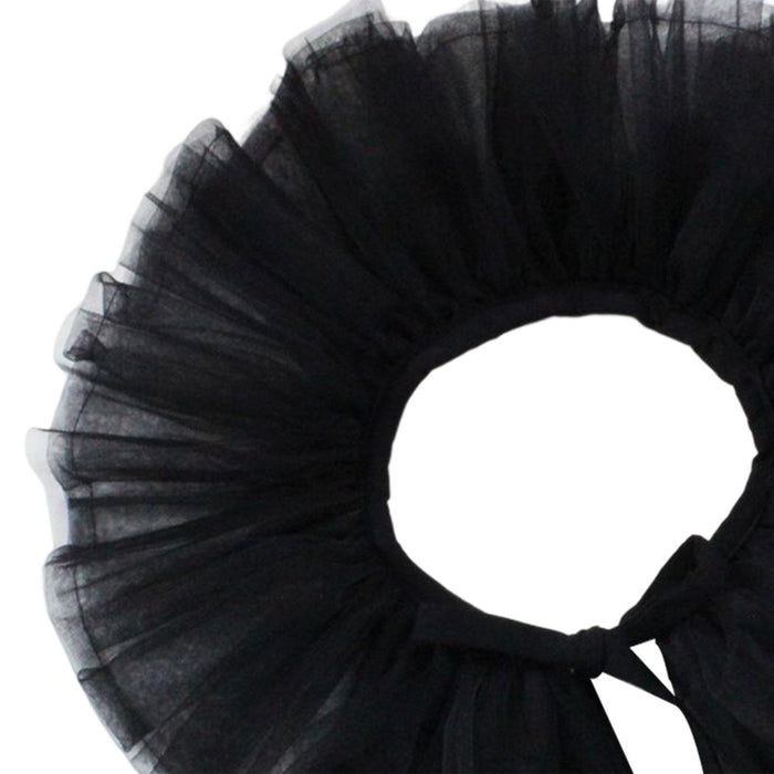 Women Tulle Ruffle Collar Halloween Costume Accessory Shawl Lapel Detachable Black