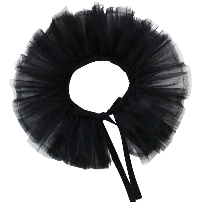 Women Tulle Ruffle Collar Halloween Costume Accessory Shawl Lapel Detachable Black