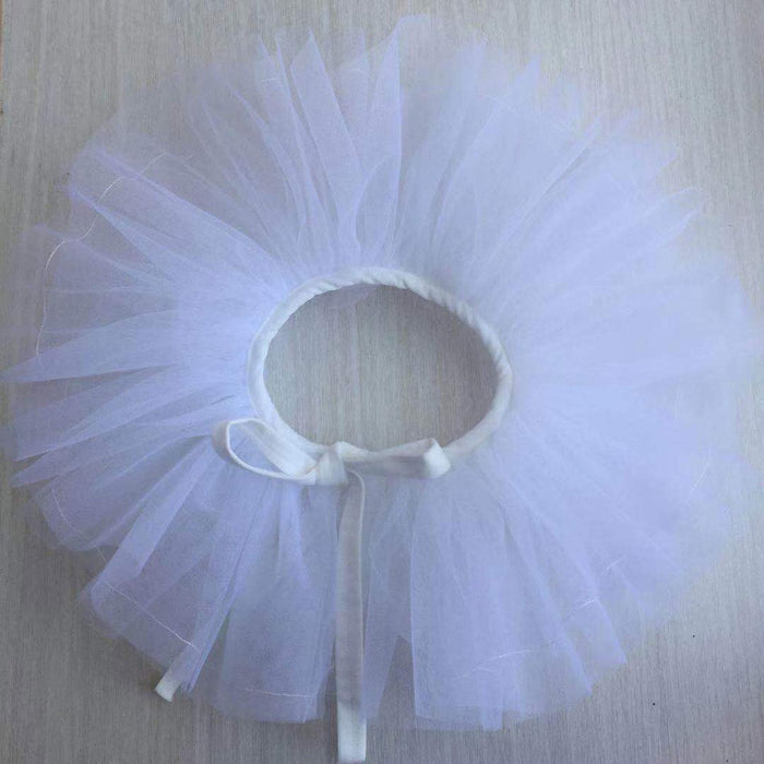 Women Tulle Ruffle Collar Halloween Costume Accessory Shawl Lapel Detachable White