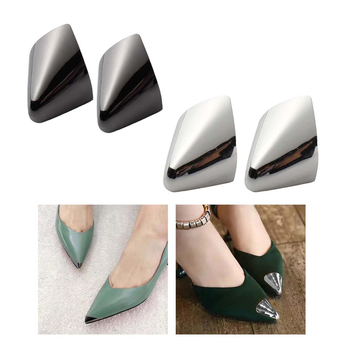 2Pcs Metal Shoes Pointed Protector Decoration Accessories High Heels Toe Cap Black