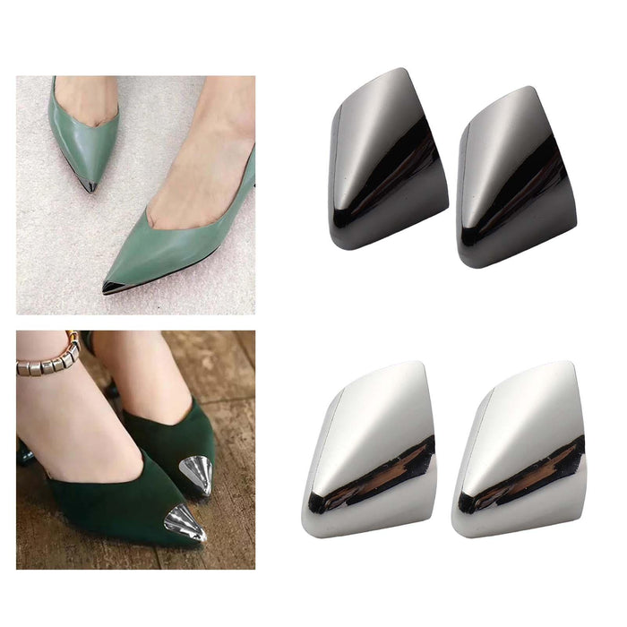 2Pcs Metal Shoes Pointed Protector Decoration Accessories High Heels Toe Cap Black