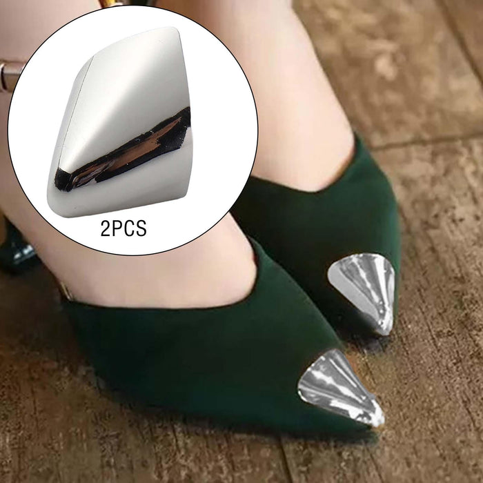 2Pcs Metal Shoes Pointed Protector Decoration Accessories High Heels Toe Cap Silver