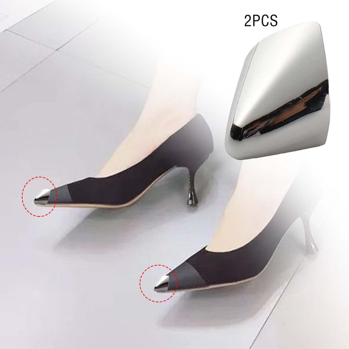 2Pcs Metal Shoes Pointed Protector Decoration Accessories High Heels Toe Cap Silver