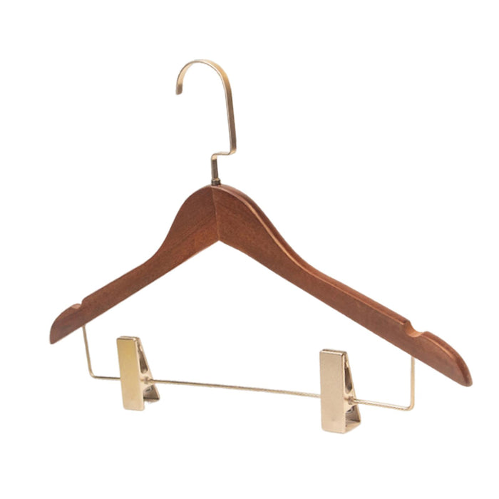 Crofta Wood Clothes Hanger Entrance Wardrobe Store Heavy Duty Dress Coat with Clips Style C