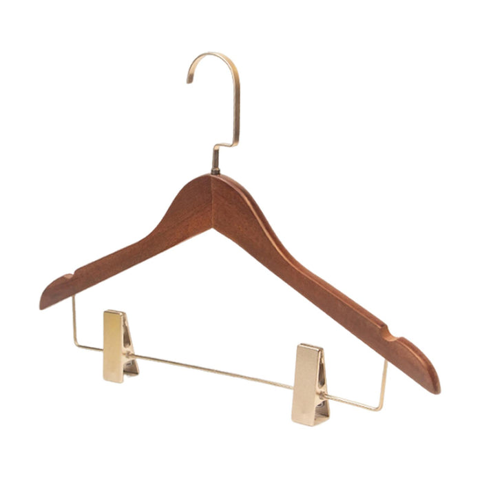 Crofta Wood Clothes Hanger Entrance Wardrobe Store Heavy Duty Dress Coat with Clips Style C