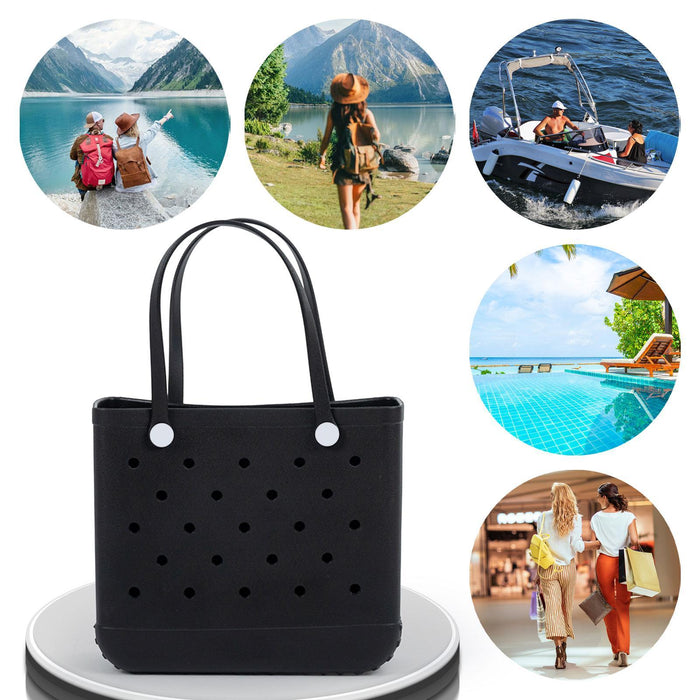 Beach Tote Bag Breathable Beach Handbag Organizer for Swimming Beach Outdoor Black