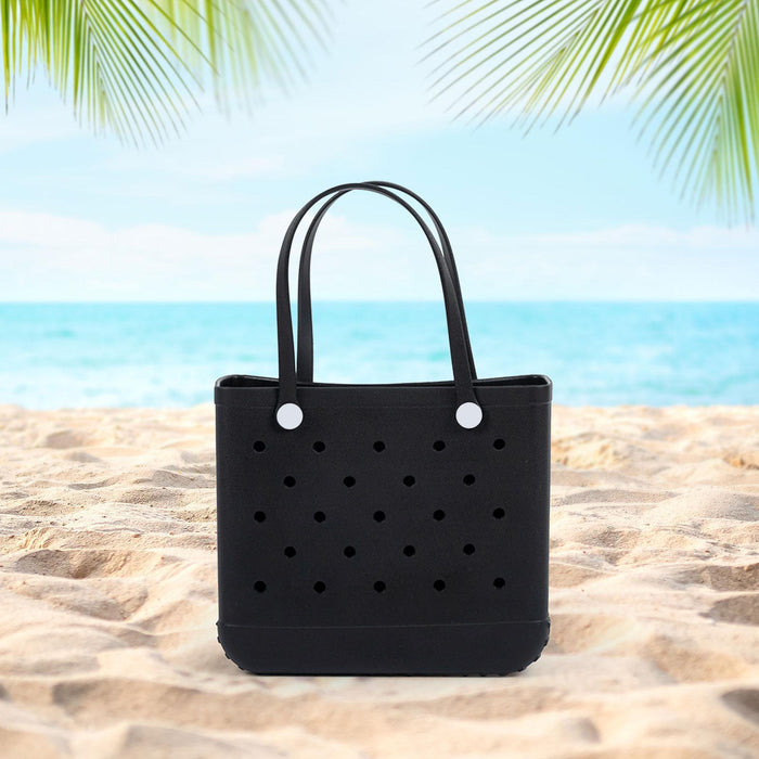 Beach Tote Bag Breathable Beach Handbag Organizer for Swimming Beach Outdoor Black