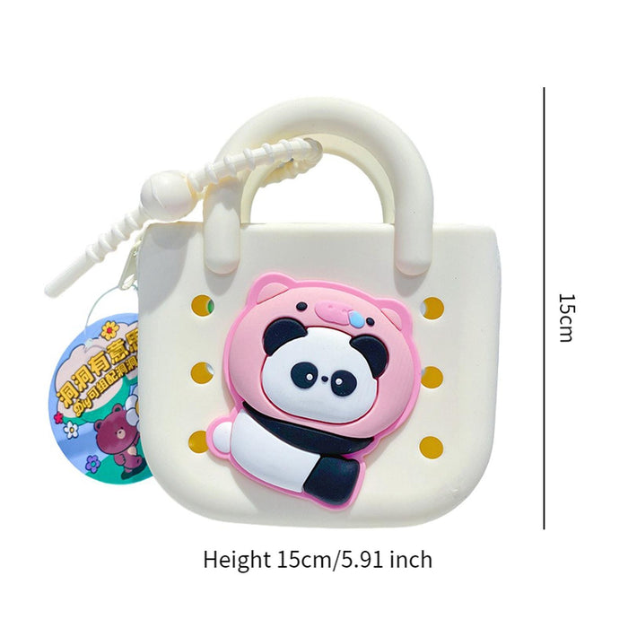 Small Purse Silicone Birthday Gift Washable with Zipper Cartoon Mini Handbag White