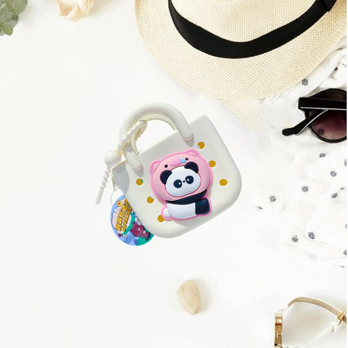 Small Purse Silicone Birthday Gift Washable with Zipper Cartoon Mini Handbag White