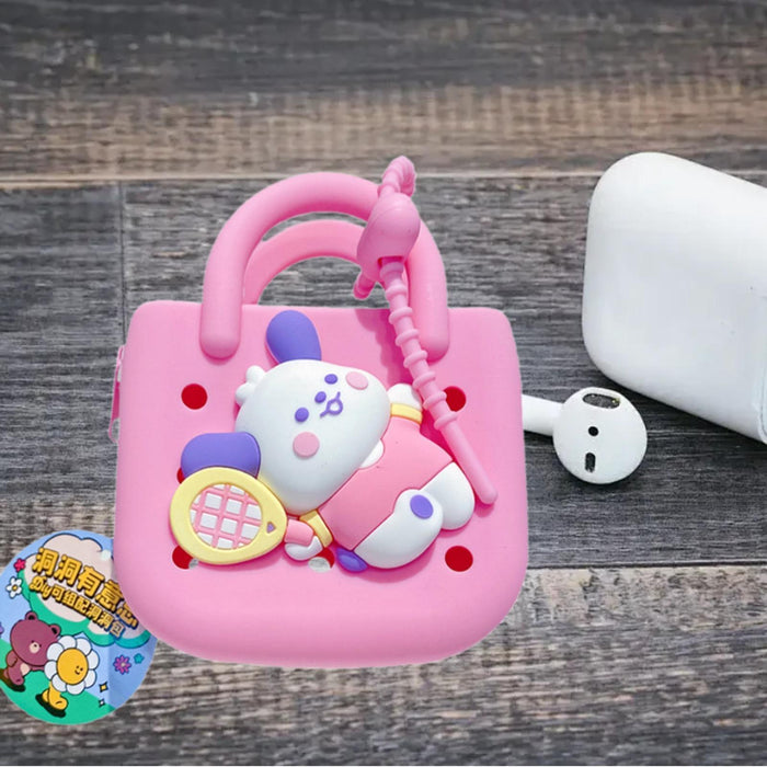 Small Purse Silicone Birthday Gift Washable with Zipper Cartoon Mini Handbag Pink