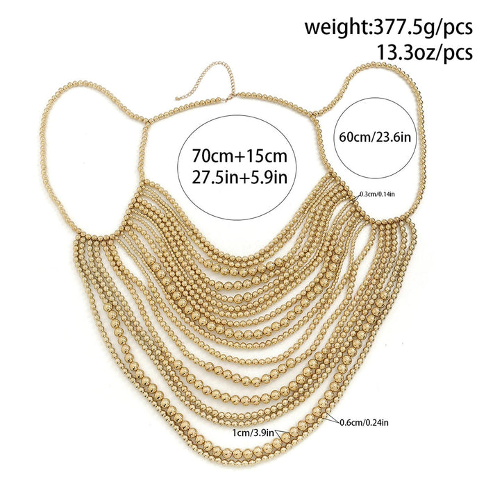 Beaded Body Chain Trendy Sleeveless Bikini Chain for Wedding Disco Halloween Gold