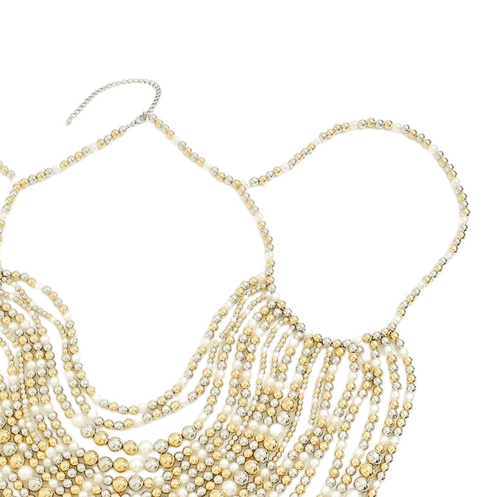 Beaded Body Chain Trendy Sleeveless Bikini Chain for Wedding Disco Halloween Multicolor