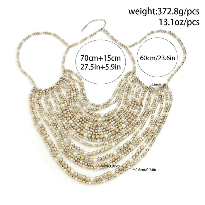 Beaded Body Chain Trendy Sleeveless Bikini Chain for Wedding Disco Halloween Multicolor