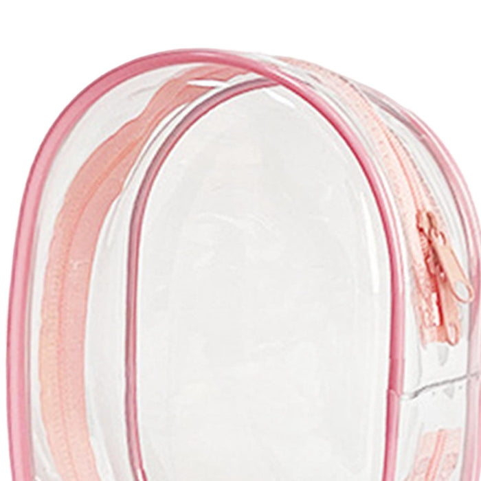 Clear Figure Display Bag PVC Backpack Decor Zipper Closure Doll Display Case Light Pink