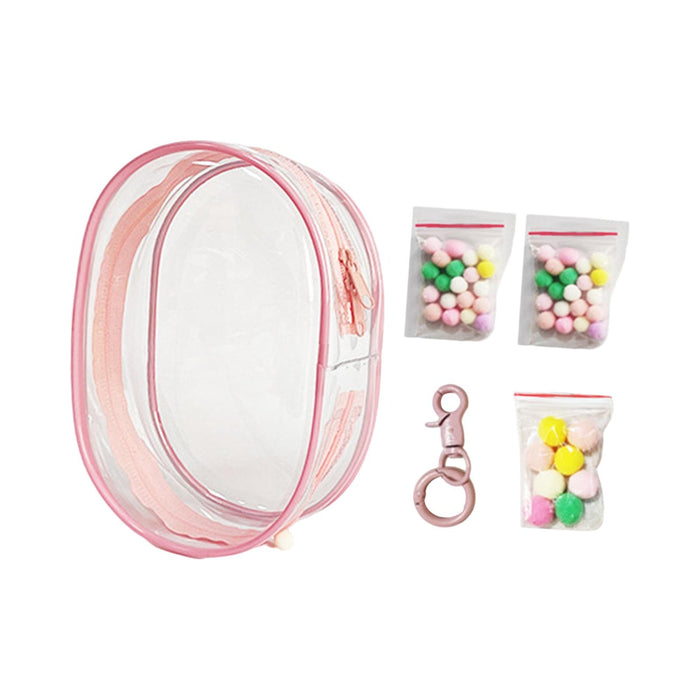 Clear Figure Display Bag PVC Backpack Decor Zipper Closure Doll Display Case Light Pink