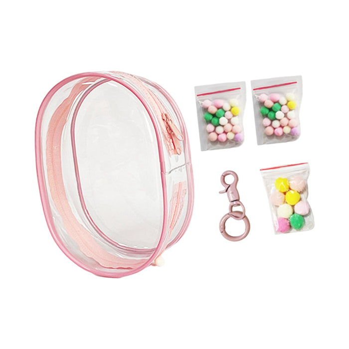 Clear Figure Display Bag PVC Backpack Decor Zipper Closure Doll Display Case Light Pink