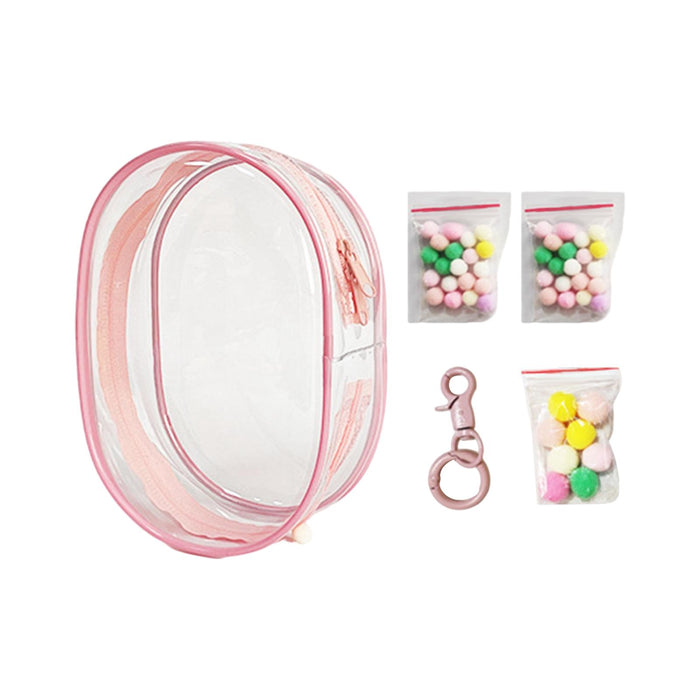 Clear Figure Display Bag PVC Backpack Decor Zipper Closure Doll Display Case Light Pink