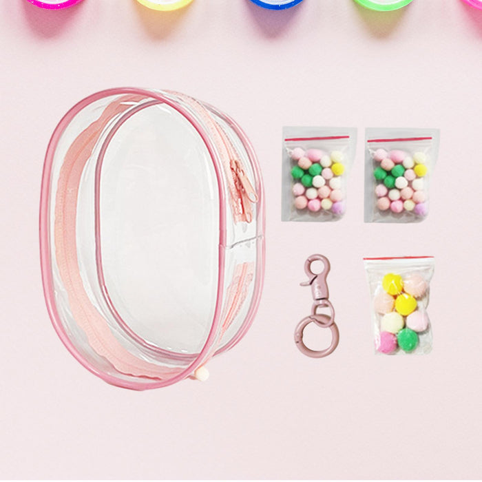 Clear Figure Display Bag PVC Backpack Decor Zipper Closure Doll Display Case Light Pink