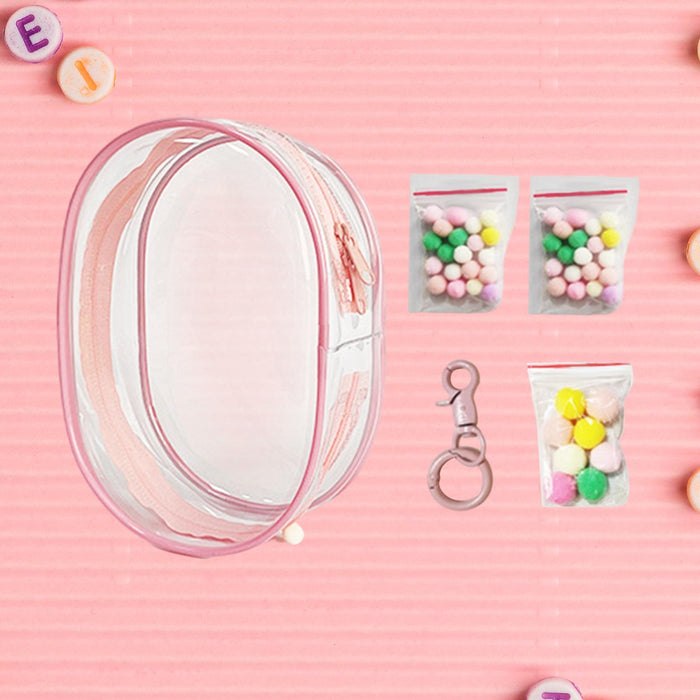 Clear Figure Display Bag PVC Backpack Decor Zipper Closure Doll Display Case Light Pink