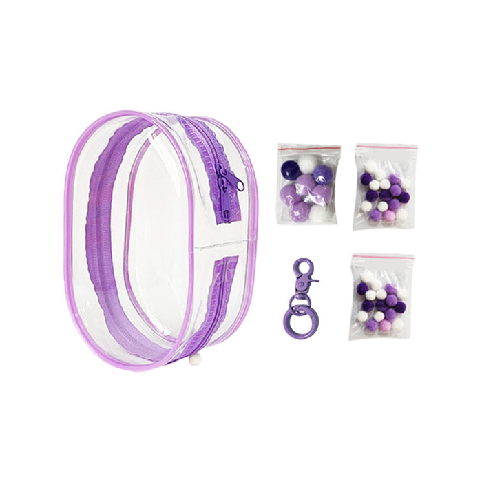 Clear Figure Display Bag PVC Backpack Decor Zipper Closure Doll Display Case Purple