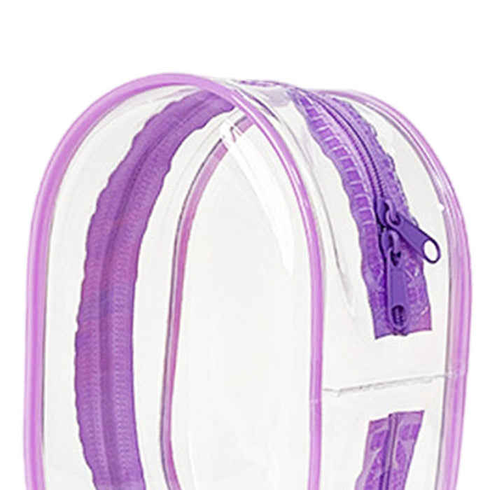 Clear Figure Display Bag PVC Backpack Decor Zipper Closure Doll Display Case Purple