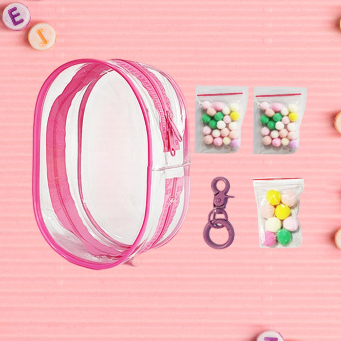 Clear Figure Display Bag PVC Backpack Decor Zipper Closure Doll Display Case Dark Pink