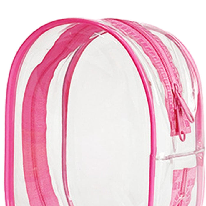 Clear Figure Display Bag PVC Backpack Decor Zipper Closure Doll Display Case Dark Pink