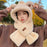 Womens Hoodie Scarf Hooded Hat Neck Warmer 2 in 1 Bear Ear Hat New Year Gift Beige