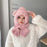 Womens Hoodie Scarf Hooded Hat Neck Warmer 2 in 1 Bear Ear Hat New Year Gift Pink