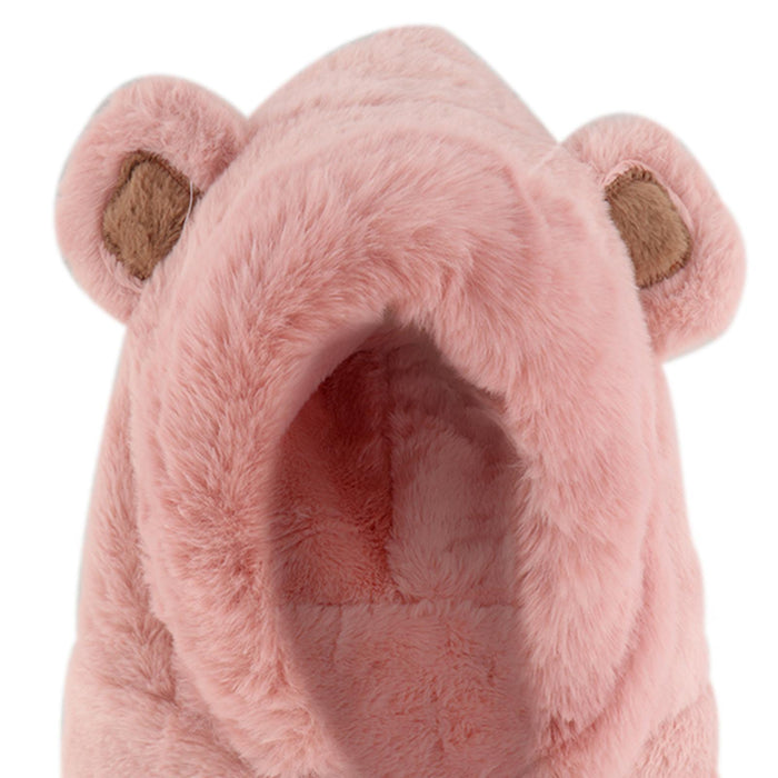 Womens Hoodie Scarf Hooded Hat Neck Warmer 2 in 1 Bear Ear Hat New Year Gift Pink