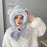 Womens Hoodie Scarf Hooded Hat Neck Warmer 2 in 1 Bear Ear Hat New Year Gift Gray