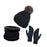 Winter Hat Scarf Gloves Set Winter Cap Neck Warmer for Running Skiing Hiking Black