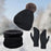 Winter Hat Scarf Gloves Set Winter Cap Neck Warmer for Running Skiing Hiking Black