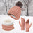 Winter Hat Scarf Gloves Set Winter Cap Neck Warmer for Running Skiing Hiking Pink