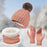 Winter Hat Scarf Gloves Set Winter Cap Neck Warmer for Running Skiing Hiking Pink