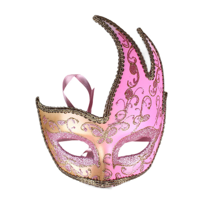 Masquerade Mask with Strap Fancy Dress Half Face Mask for Men Festival Party Pink