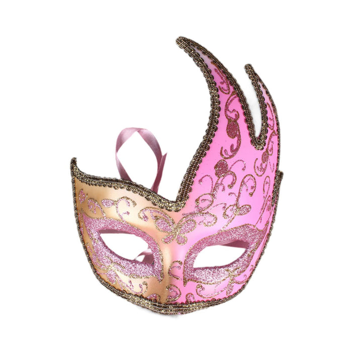 Masquerade Mask with Strap Fancy Dress Half Face Mask for Men Festival Party Pink