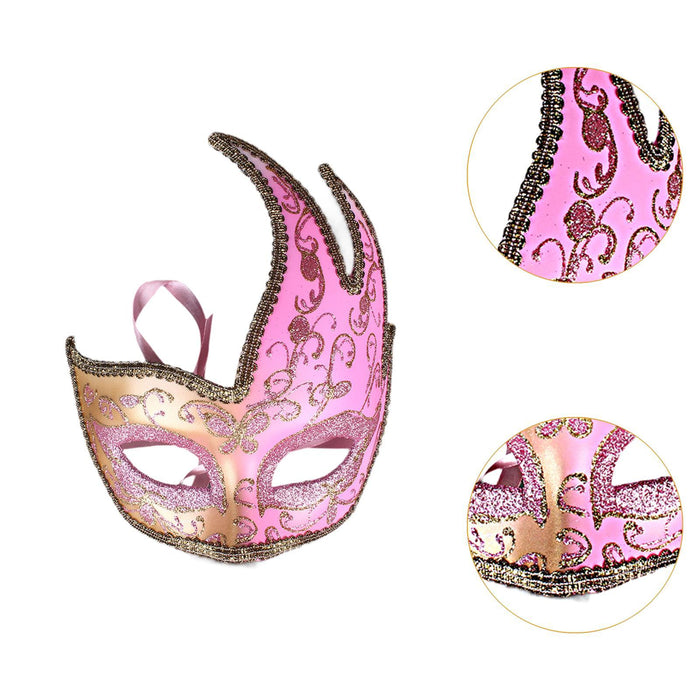 Masquerade Mask with Strap Fancy Dress Half Face Mask for Men Festival Party Pink