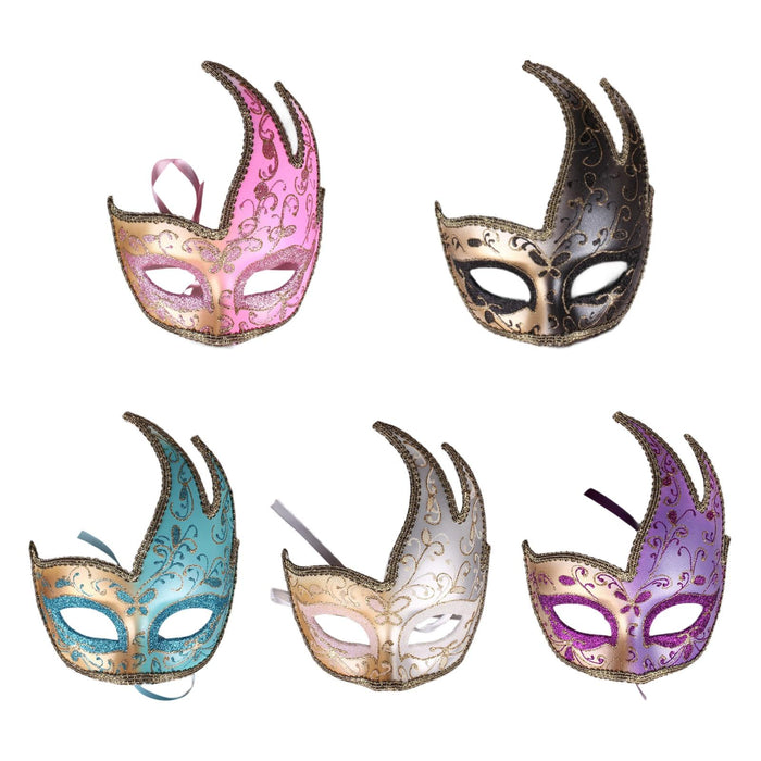 Masquerade Mask with Strap Fancy Dress Half Face Mask for Men Festival Party Pink