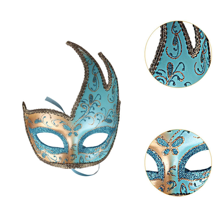 Masquerade Mask with Strap Fancy Dress Half Face Mask for Men Festival Party Blue