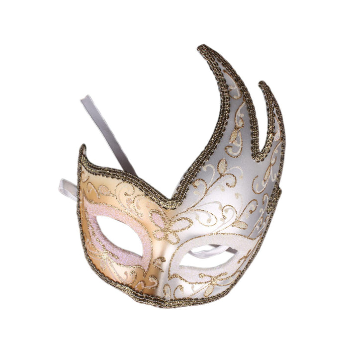 Masquerade Mask with Strap Fancy Dress Half Face Mask for Men Festival Party White