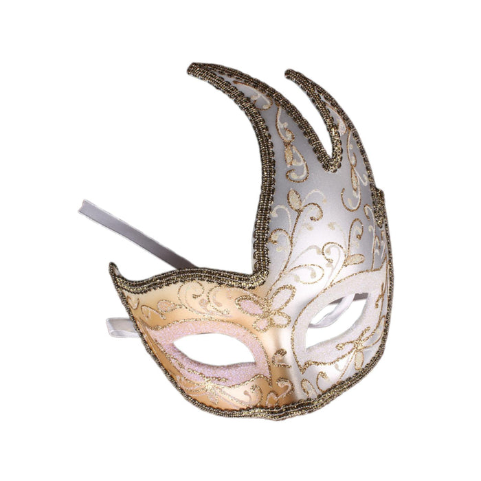 Masquerade Mask with Strap Fancy Dress Half Face Mask for Men Festival Party White