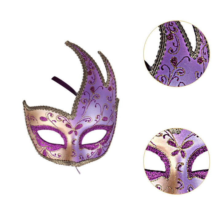 Masquerade Mask with Strap Fancy Dress Half Face Mask for Men Festival Party Purple