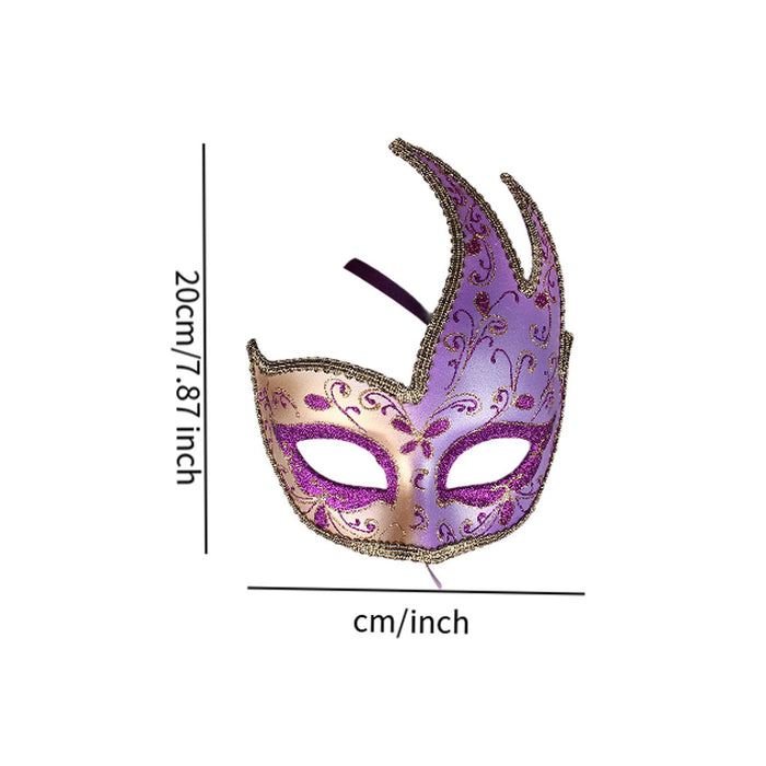 Masquerade Mask with Strap Fancy Dress Half Face Mask for Men Festival Party Purple