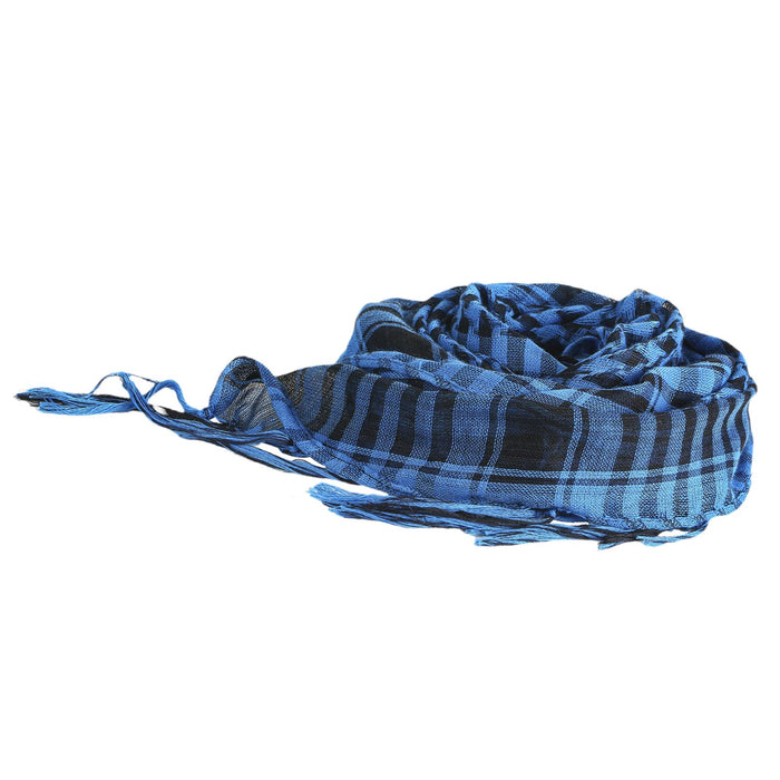 Outdoor Arabic Scarf Soft Comfortable Plaid Scarf for Street Hiking Shopping Blue Black